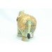 Handcrafted Natural Green Jade gemstone Elephant Figure Painted Gold OREE